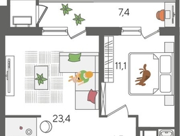 Продается 1-комнатная квартира ЖК Рекорд 2, литера 5, 51.7  м², 10567480 рублей