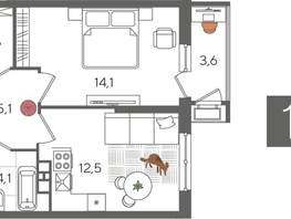 Продается 1-комнатная квартира ЖК Рекорд 2, литера 5, 42  м², 8845200 рублей