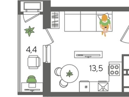 Продается Студия ЖК Рекорд 2, литера 5, 24.5  м², 6688500 рублей