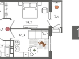 Продается 1-комнатная квартира ЖК Рекорд 2, литера 5, 41.6  м², 8902400 рублей