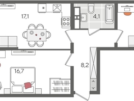 Продается 2-комнатная квартира ЖК Рекорд 2, литера 5, 71.7  м&sup2;, 15171720 рублей