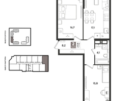 Продается 2-комнатная квартира ЖК Рекорд 2, литера 5, 71.7  м&sup2;, 15680790 рублей