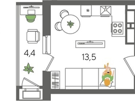 Продается Студия ЖК Рекорд 2, литера 5, 24.5  м², 6602750 рублей
