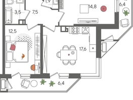 Продается 2-комнатная квартира ЖК Рекорд 2, литера 5, 70.6  м², 13053940 рублей