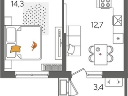 Продается 1-комнатная квартира ЖК Рекорд 2, литера 5, 41.6  м², 8636160 рублей