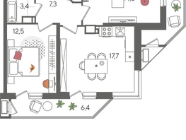 Продается 2-комнатная квартира ЖК Рекорд 2, литера 5, 70.3  м², 13553840 рублей
