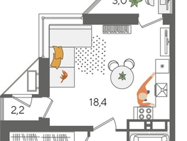 Продается 1-комнатная квартира ЖК Рекорд 2, литера 5, 47.4  м², 11186400 рублей