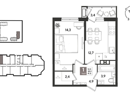 Продается 1-комнатная квартира ЖК Рекорд 2, литера 6, 41.6  м&sup2;, 10171200 рублей