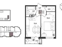 Продается 1-комнатная квартира ЖК Рекорд 2, литера 6, 41.6  м&sup2;, 10250240 рублей