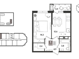 Продается 1-комнатная квартира ЖК Рекорд 2, литера 6, 41.4  м&sup2;, 10383120 рублей