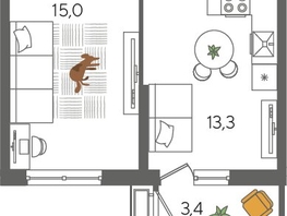 Продается 1-комнатная квартира ЖК Рекорд 2, литера 6, 41.6  м², 9197760 рублей