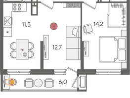 Продается 2-комнатная квартира ЖК Рекорд 2, литера 6, 58.6  м², 11843060 рублей