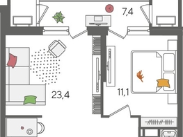 Продается 1-комнатная квартира ЖК Рекорд 2, литера 6, 51.7  м², 10262450 рублей
