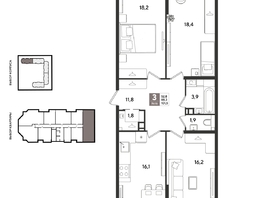 Продается 3-комнатная квартира ЖК Рекорд 2, литера 1, 101.5  м&sup2;, 18736900 рублей