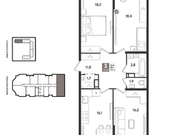 Продается 3-комнатная квартира ЖК Рекорд 2, литера 1, 99.8  м&sup2;, 20049820 рублей