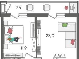 Продается 1-комнатная квартира ЖК Рекорд 2, литера 1, 51.2  м², 10224640 рублей