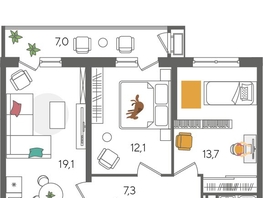 Продается 2-комнатная квартира ЖК Рекорд 2, литера 1, 64.2  м², 13706700 рублей