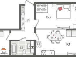 Продается 2-комнатная квартира ЖК Рекорд 2, литера 1, 68.7  м&sup2;, 14461350 рублей