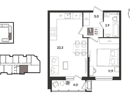 Продается 1-комнатная квартира ЖК Рекорд 2, литера 1, 48.1  м&sup2;, 12188540 рублей