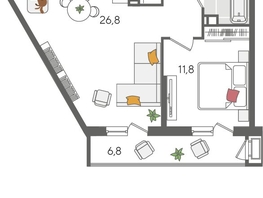 Продается 1-комнатная квартира ЖК Рекорд 2, литера 2, 55.9  м², 10375040 рублей