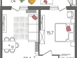 Продается 1-комнатная квартира ЖК Рекорд 2, литера 2, 55.3  м&sup2;, 12398260 рублей