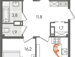 Продается 3-комнатная квартира ЖК Рекорд 2, литера 2, 100.8  м², 19141920 рублей