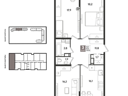 Продается 3-комнатная квартира ЖК Рекорд 2, литера 2, 100.8  м&sup2;, 20291040 рублей