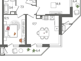 Продается 2-комнатная квартира ЖК Рекорд 2, литера 2, 70.3  м², 13701470 рублей
