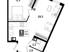 Продается 1-комнатная квартира ЖК DOGMA PARK (Догма парк), лит 13, 46.4  м², 7827680 рублей