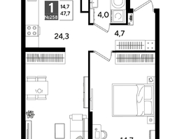 Продается 1-комнатная квартира ЖК DOGMA PARK (Догма парк), лит 13, 47.7  м², 8085151 рублей