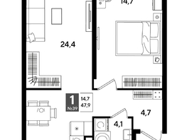 Продается 1-комнатная квартира ЖК DOGMA PARK (Догма парк), литера 18, 47.9  м², 8119050 рублей