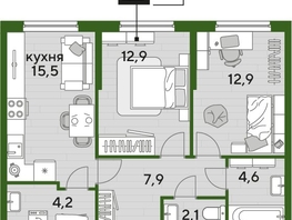 Продается 2-комнатная квартира ЖК DOGMA PARK (Догма парк), литера 18, 60.1  м², 9075100 рублей