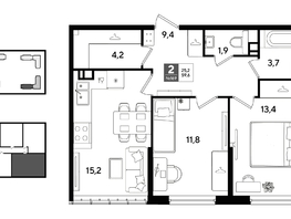 Продается 2-комнатная квартира ЖК DOGMA PARK (Догма парк), литера 21, 59.6  м&sup2;, 9667120 рублей