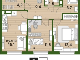 Продается 2-комнатная квартира ЖК DOGMA PARK (Догма парк), литера 21, 59.4  м², 9218880 рублей
