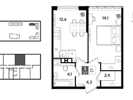 Продается 1-комнатная квартира ЖК ДОГМА ПАРК, литера 22, 37.5  м&sup2;, 7245000 рублей