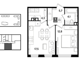 Продается 1-комнатная квартира ЖК DOGMA PARK (Догма парк), литера 22, 44.4  м&sup2;, 7907640 рублей