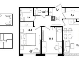 Продается 2-комнатная квартира ЖК DOGMA PARK (Догма парк), литера 22, 59.4  м&sup2;, 9349560 рублей