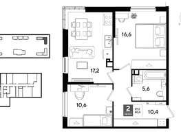Продается 2-комнатная квартира ЖК DOGMA PARK (Догма парк), литера 22, 60.4  м&sup2;, 9416360 рублей