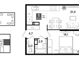 Продается 1-комнатная квартира ЖК DOGMA PARK (Догма парк), литера 22, 45.1  м&sup2;, 8253300 рублей