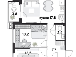 Продается 2-комнатная квартира ЖК Парк Победы 2, литера 28, 62.7  м², 9712230 рублей