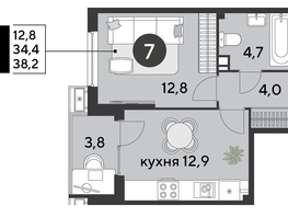 Продается 1-комнатная квартира ЖК Парк Победы 2, литера 6, 38.2  м², 6979141 рублей