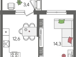 Продается 1-комнатная квартира ЖК Рекорд 2, литера 5, 41.4  м&sup2;, 10047780 рублей