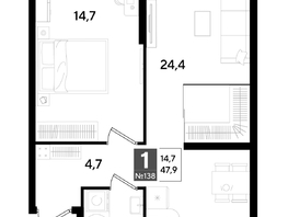 Продается 1-комнатная квартира ЖК DOGMA PARK (Догма парк), литера 18, 47.9  м², 8143000 рублей