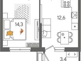 Продается 1-комнатная квартира ЖК Рекорд 2, литера 5, 41.4  м&sup2;, 9840780 рублей