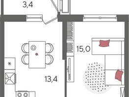 Продается 1-комнатная квартира ЖК Рекорд 2, литера 5, 41.6  м&sup2;, 9813440 рублей
