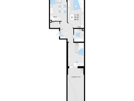 Продается 2-комнатная квартира ЖК Фонтаны, литер 19, 68  м², 11560000 рублей