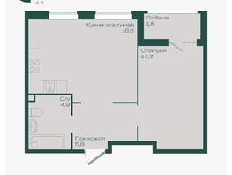 Продается 1-комнатная квартира ЖК Ботаника, литер 1.2, 45.2  м&sup2;, 6942720 рублей