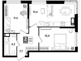 Продается 2-комнатная квартира ЖК DOGMA PARK (Догма парк), лит 20, 53.5  м², 9207350 рублей