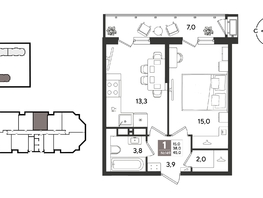 Продается 1-комнатная квартира ЖК Рекорд 2, литера 4, 45  м&sup2;, 10714500 рублей