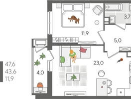 Продается 1-комнатная квартира ЖК Рекорд 2, литера 1, 47.6  м&sup2;, 11262160 рублей